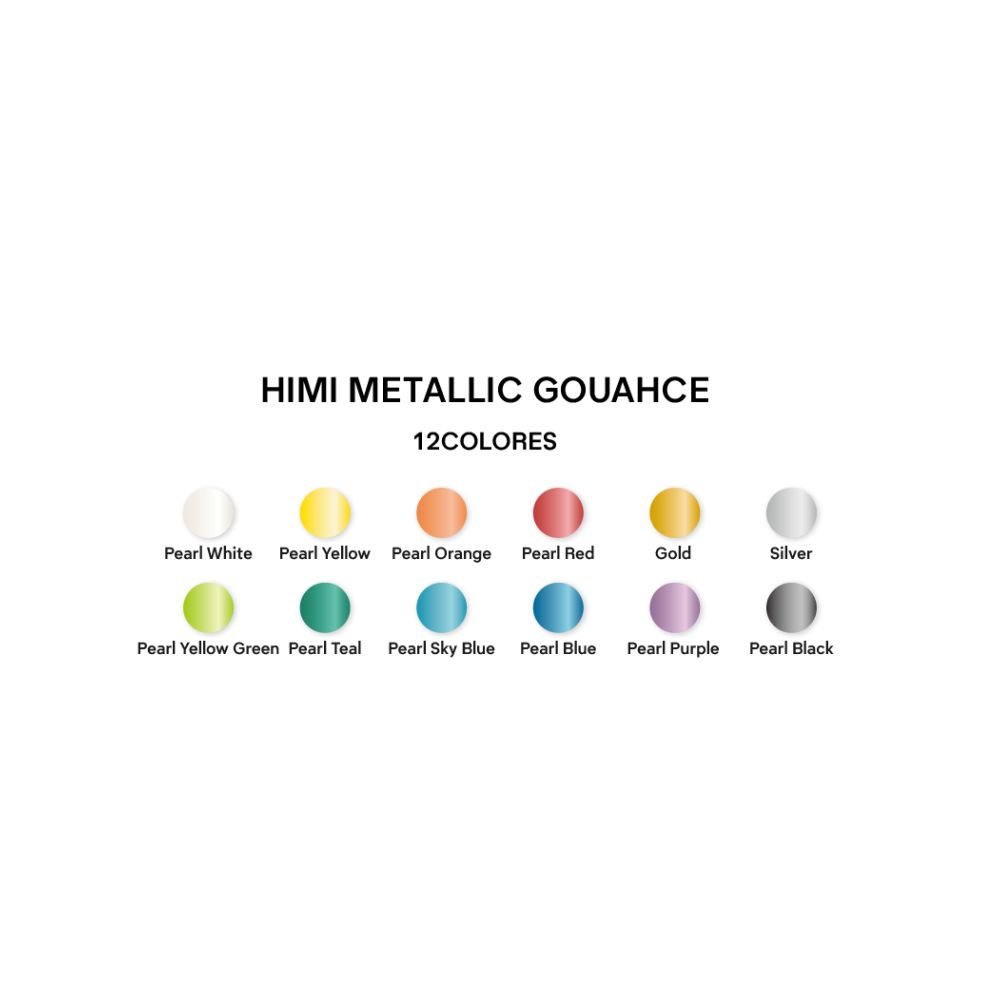 Set Gouache HIMI x12 colores de 12gr Metalizados - Imagen 3