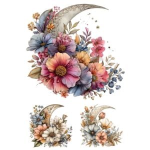 LAMINA TEXTIL TERMOT(45) A4 LUNA CON FLORES