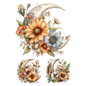 LAMINA TEXTIL TERMOT(46) A4 LUNA CON FLORES
