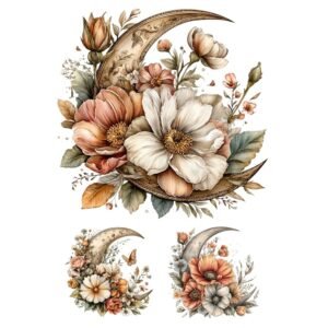 LAMINA TEXTIL TERMOT(47) A4 LUNA CON FLORES